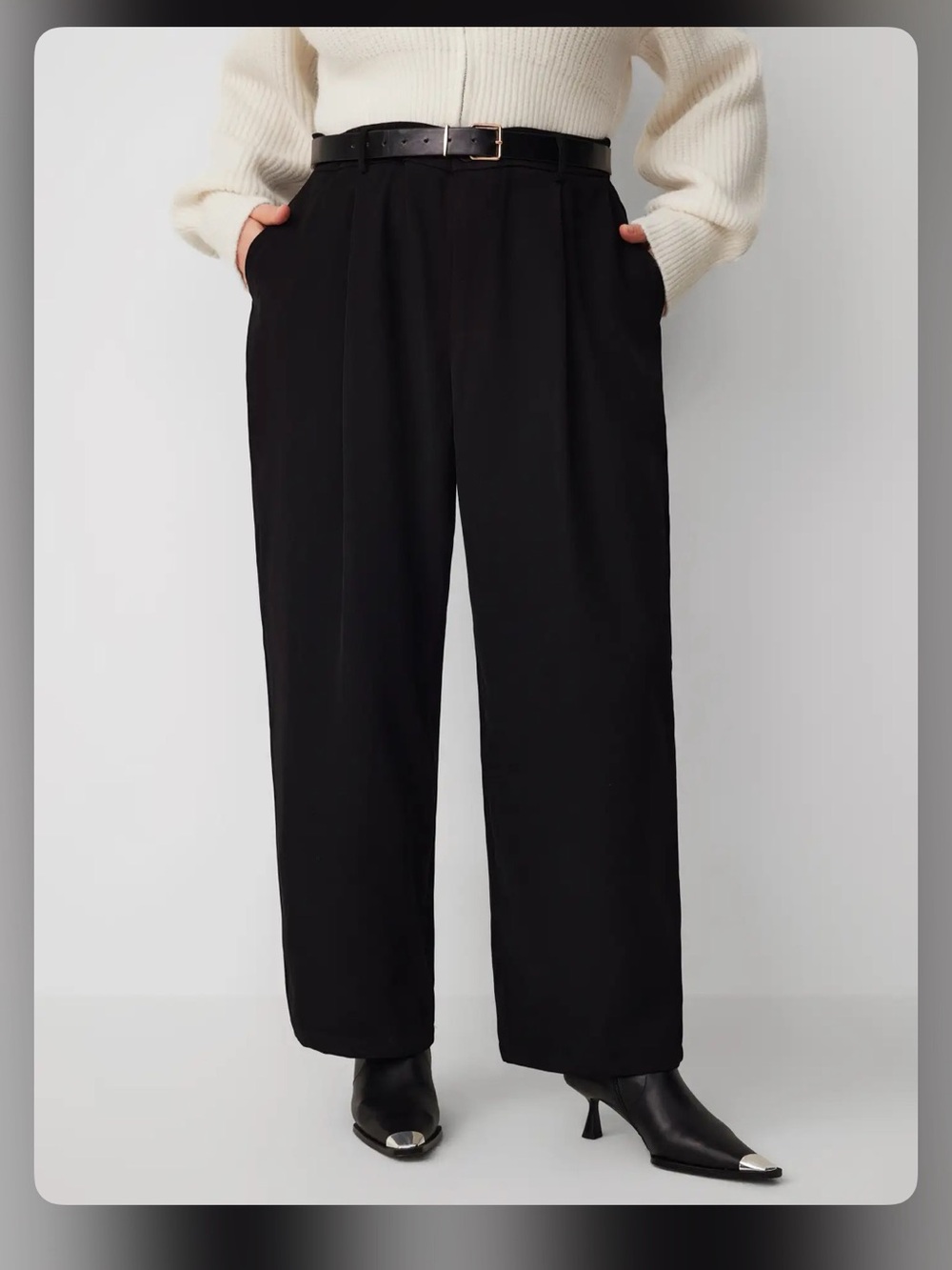 HIGH WAIST SOLID TAPERED TROUSERS WITHOUT BELT CURVE & PLUS 1XL